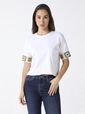 Pepe Jeans Solid Women Round Neck White T-Shirt