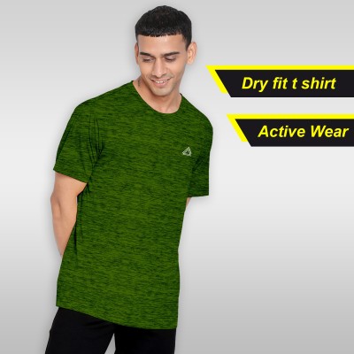 FTX Solid Men Round Neck Dark Green T-Shirt