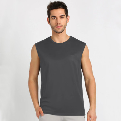 Jangoboy Solid Men Round Neck Grey T-Shirt