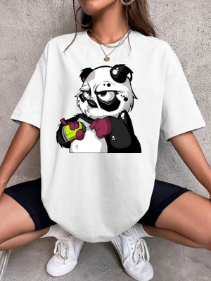 Calm Down Printed Women Round Neck White T-Shirt