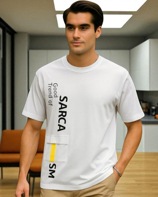Teezler Printed Men Round Neck White T-Shirt