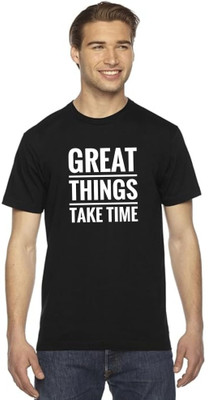 Dealvars Typography Men Round Neck Black T-Shirt