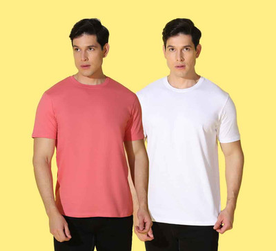 WOOSTRO Solid Men Round Neck Multicolor T-Shirt