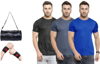 Sector Z Solid Men Round Neck Multicolor T-Shirt