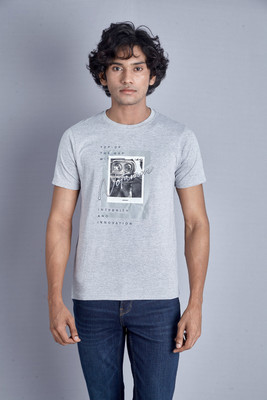 NOTAMM Printed Men Round Neck Grey T-Shirt