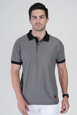 Polo Plus Solid Men Polo Neck Grey T-Shirt
