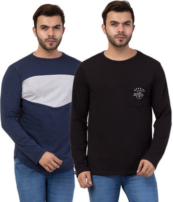 Styvibe Solid Men Round Neck Multicolor T-Shirt