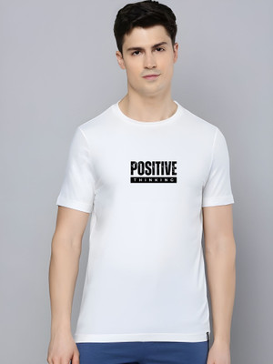 Moda Rapido Self Design Men Round Neck White T-Shirt