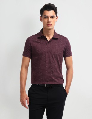 ARROW Printed Men Polo Neck Purple T-Shirt