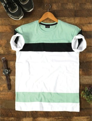 Lauren Adams Colorblock Men Round Neck Green, Black, White T-Shirt