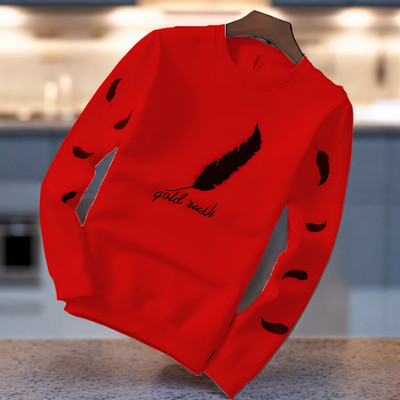 FAOES Printed Men Round Neck Red T-Shirt