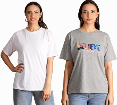 METRONAUT Printed Women Round Neck Multicolor T-Shirt