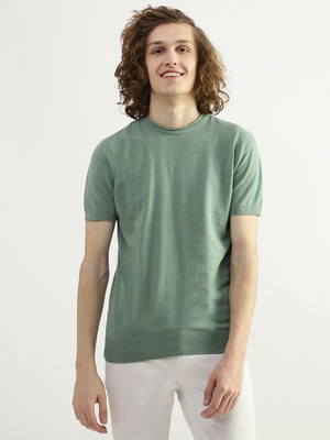 United Colors of Benetton Solid Men Round Neck Green T-Shirt