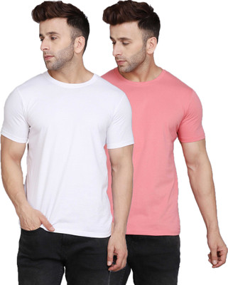 SLOWLORIS Solid Men Round Neck Multicolor T-Shirt