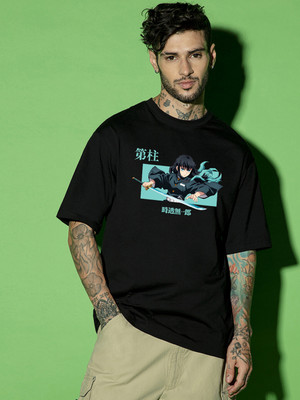 BEWAKOOF Graphic Print Men Round Neck Black T-Shirt