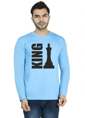 LV CARE Printed Men Round Neck Blue T-Shirt