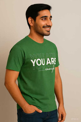 Stargo Printed Men Round Neck Dark Green T-Shirt