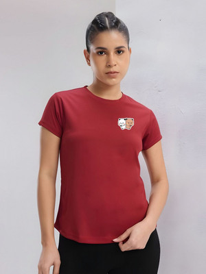 SZN Graphic Print Women Round Neck Maroon T-Shirt