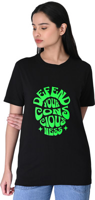 Nutty butty Graphic Print Women Round Neck Black T-Shirt