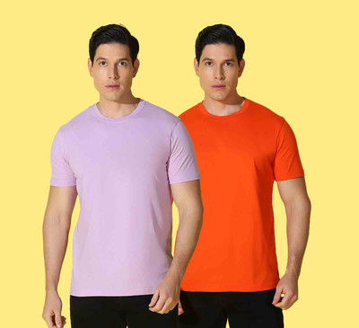 WOOSTRO Solid, Printed Men Round Neck Green, Blue T-Shirt