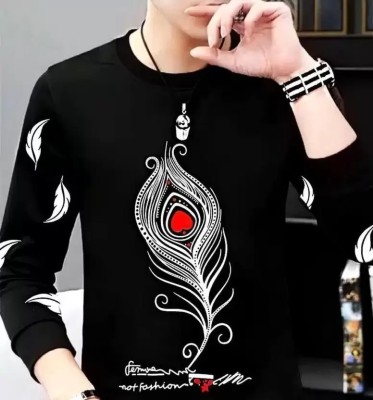 Zoby Printed Men Round Neck Black T-Shirt