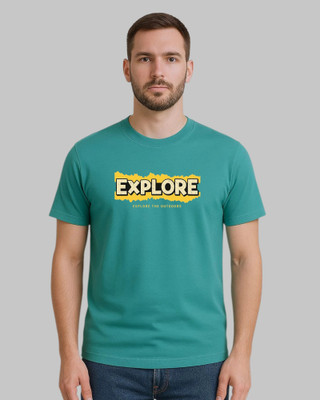 Droplet Printed Men Round Neck Light Green T-Shirt