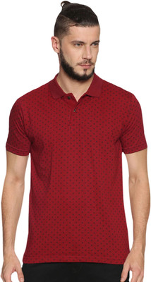 Kryptic Printed Men Polo Neck Maroon T-Shirt