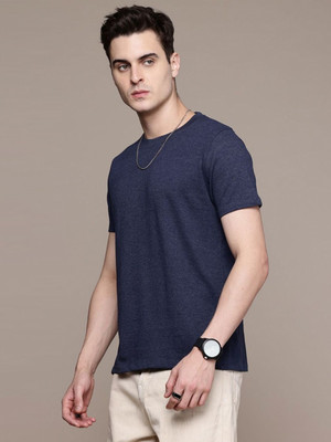 Moda Rapido Solid Men Round Neck Navy Blue, Dark Green T-Shirt