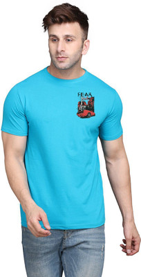 tfurnish Printed Men Round Neck Light Green T-Shirt