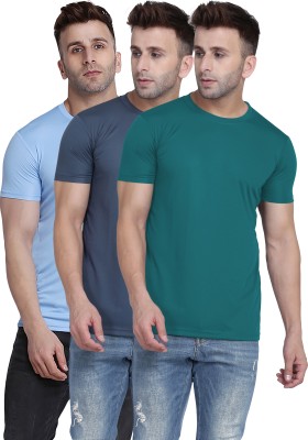 TQH Solid Men Round Neck Multicolor T-Shirt