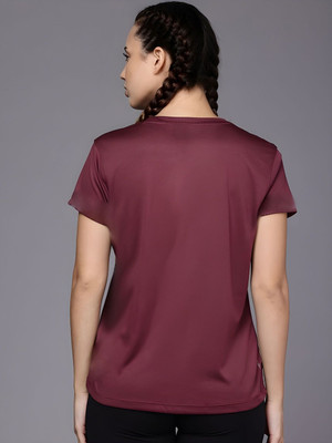SZN Printed Women Round Neck Maroon T-Shirt