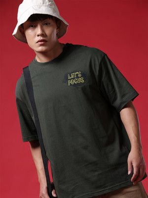 WROGN Printed, Typography Men Round Neck Black T-Shirt