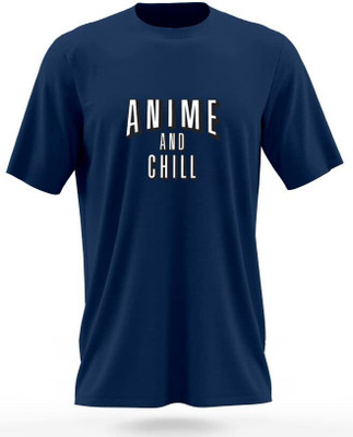 DUDEME Typography Men Round Neck Dark Blue T-Shirt