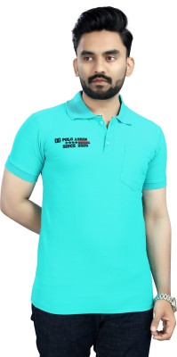 CURO Solid Men Polo Neck Green T-Shirt