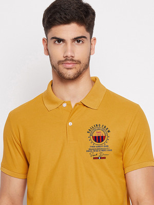 SZN Printed Men Polo Neck Yellow T-Shirt