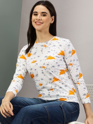 RodZen Printed Women Round Neck Multicolor T-Shirt