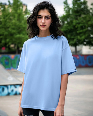 BEWAKOOF Solid Women Round Neck Blue T-Shirt