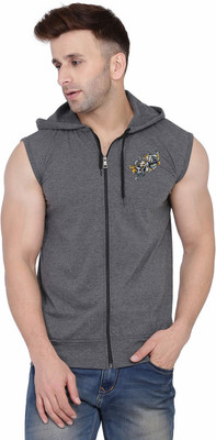 GEUM Graphic Print Men Hooded Neck Grey T-Shirt