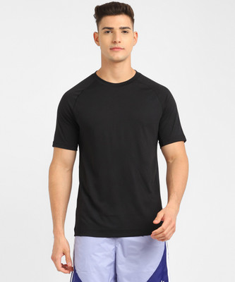 ADIDAS Solid Men Round Neck Black T-Shirt