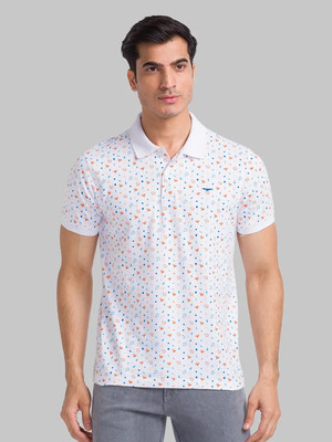 PARK AVENUE Printed Men Polo Neck White T-Shirt