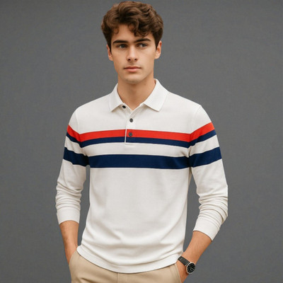 Autna Solid Men Polo Neck White T-Shirt