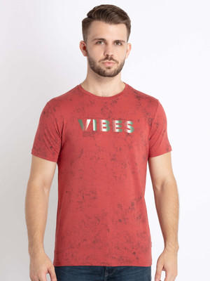 Status Quo Typography, Tie & Dye Men Round Neck Pink T-Shirt
