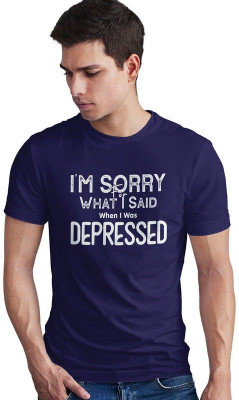 DUDEME Printed Men Round Neck Blue T-Shirt