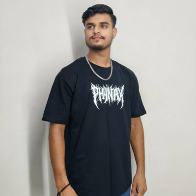PHYNAX Printed Men Crew Neck Black T-Shirt