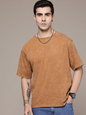 Roadster Printed Men Round Neck Blue T-Shirt