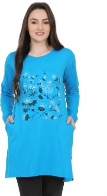 CRAFTLY Women Nightshirts(Blue, White)