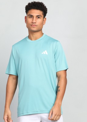 ADIDAS Solid Men Round Neck Green T-Shirt