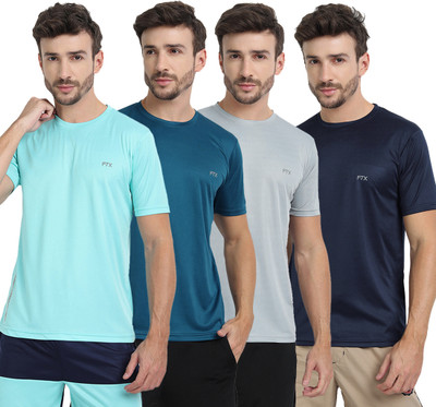 FTX Solid Men Round Neck Multicolor T-Shirt