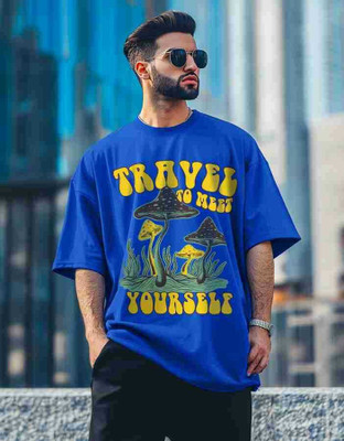 Magpy Printed Men Round Neck Blue T-Shirt