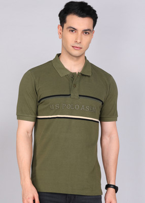 U.S. POLO ASSN. Solid Men Polo Neck Light Green T-Shirt